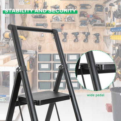 5-Step Steel Folding Step Stool Ladder 330 lbs. Load Capacity (1.5 ft. Industry Standard Ladder Height),Black