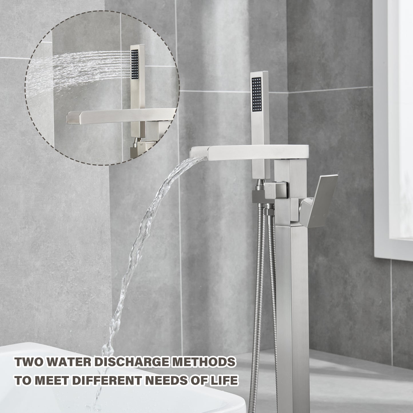 Single-Handle Free Standing Claw Foot Freestanding Tub Faucet with Handheld Shower in Chrome