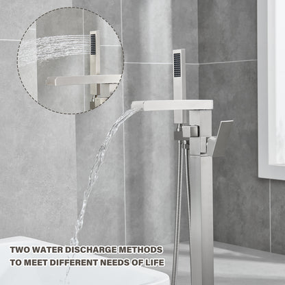 Single-Handle Free Standing Claw Foot Freestanding Tub Faucet with Handheld Shower in Chrome