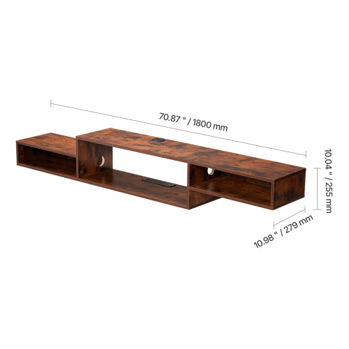 Floating 70 inch Wall Mounted TV Stand with Power Outlets and Storage