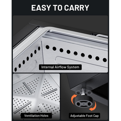 25 Inch Smokeless Fire Pit Stainless Steel Wood Burning Fireplace Portable Outdoor