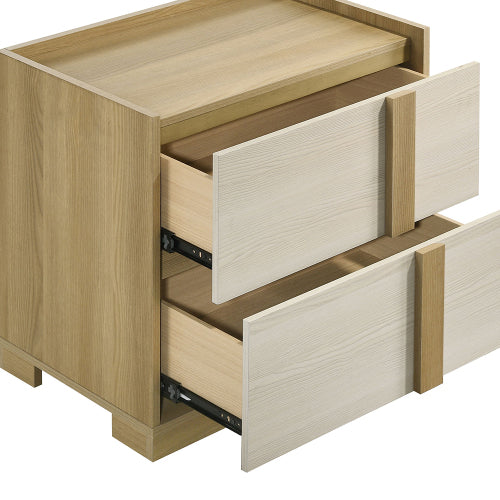 Natural Wood 2-Drawer Nightstand