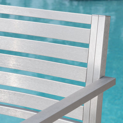 Outdoor 29.50" Barstools with Rust-Proof Aluminum Frame, Set of 2, Silver