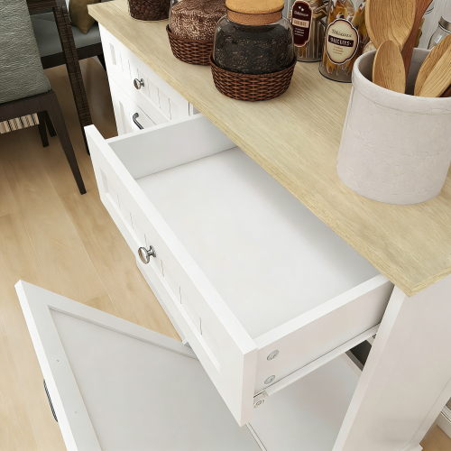 White E1 MDF Two-Drawer Hidden Tilt-out Trash Storage Cabinet