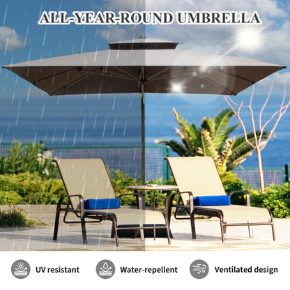 10'X10' Square Cantilever Umbrella with Center Pole, Gray (Base Not Included)