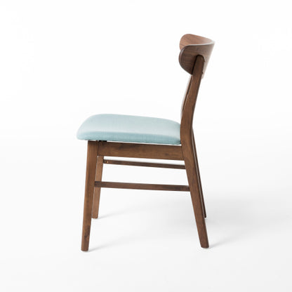 Set of 2 Mid-Century Mint Upholstered Dining Chairs, Eco Rubberwood Splayed Leg Accent Side Chairs
