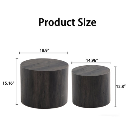 Set of 2 Nesting Round Coffee Tables MDF Modern Space Saving Living Room Tables