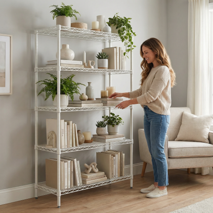 Adjustable 5-Tier Metal Wire Shelving Unit for Kitchen Garage