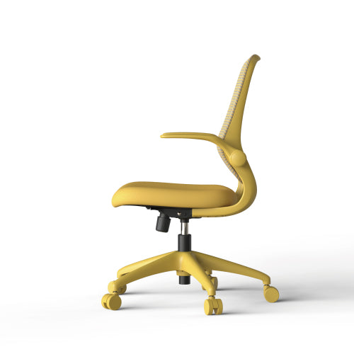 Ergonomic Color Office Chair 300lb (About 149.7kg), Home Office, Mesh Back, Integrated Molded Foam, Comfortable Sitting, Flipping Armrest, Fireproof, Rotating, Lifting Multifunctional Chair (Yellow)