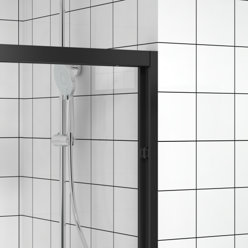56-60"x74" Aluminum Frame Double Sliding Shower Door,Bypass Bathroom Sliding Door with Premium 1/4" (6mm) Clear Tempered Glass, Black Hardware Sliding Glass Shower Enclosure,Matte Black Finished