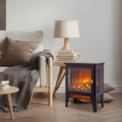 17 inch Freestanding Electric Fireplace Stove heater with 3D Flame effect,Black