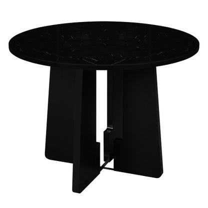 Round Dining Table for 4, 43-Inch Faux Marble Top, Mid-Century Modern Round Dining Table for Cafes, Restaurants, Bars, Home Offices and Conference Rooms (Black)