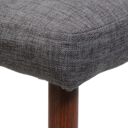 Set of 2 Light Gray Polyester Armless Mid-Century Dining Chairs, Wood Frame Iron Tapered Legs