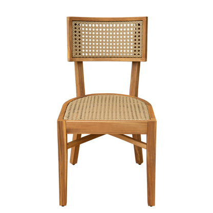 Netro Acacia Wood Dining Chair with Light Brown Wicker
