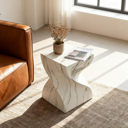 Cement Outdoor End Tables for Patio, GardenAccent Table Faux Terrazzo Accent Table, Modern Small Round Side Tablefor Outside, Tree Stump Garden Stool DrumTable indoor and Outdoor