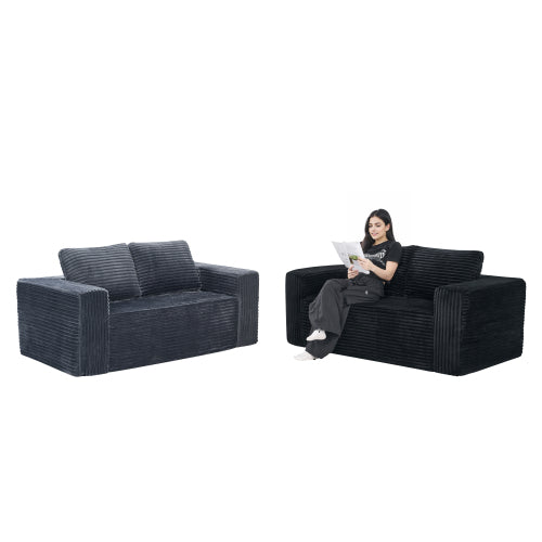 63-Inch Frameless Compressed Corduroy Loveseat for Small Spaces