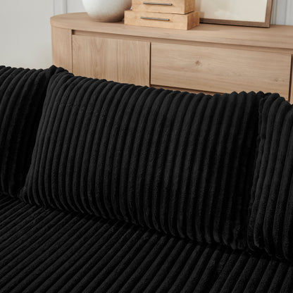 Black Compressed Corduroy Compact Minimalist Modular Sectional Sofa
