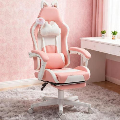 Gaming Chair with Footrest,Racing Gamer Chair, Headrest and Lumbar Support, For Home and Office