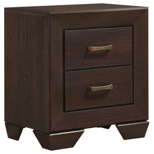 Dark Cocoa 2-Drawer Wooden Nightstand