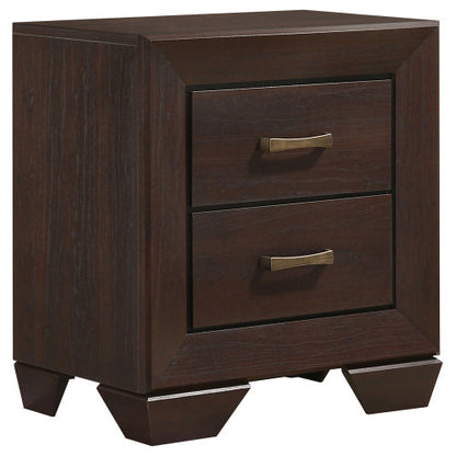 Dark Cocoa 2-Drawer Wooden Nightstand