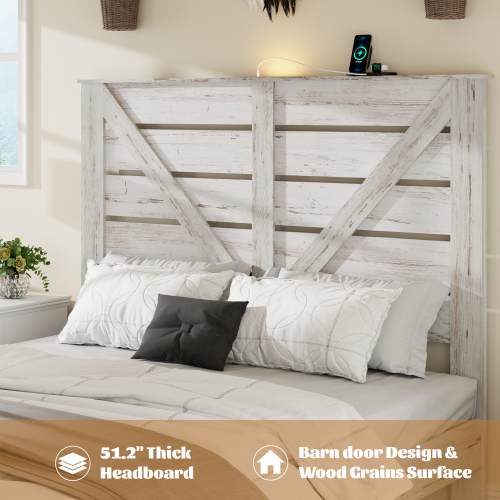 Queen Bed Frame Headboard , Wood Platform Bed Frame , Noise Free,No Box Spring Needed and Easy Assembly Tool,Large Under Bed Storage,White