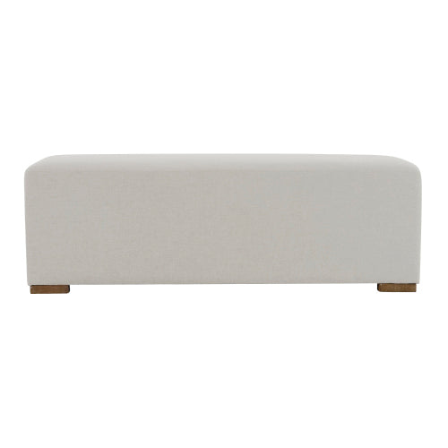 White Nordic Long Ottoman Bench, Breathable Skin-Friendly Fabric Shoe Stool, Holds 2-3 People for Bedroom Entryway