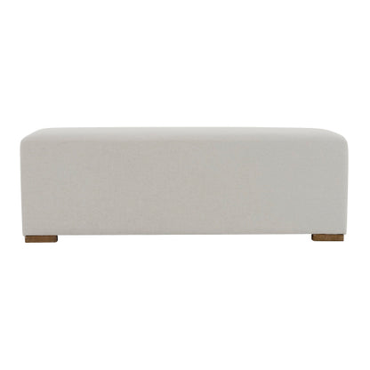 White Nordic Long Ottoman Bench, Breathable Skin-Friendly Fabric Shoe Stool, Holds 2-3 People for Bedroom Entryway