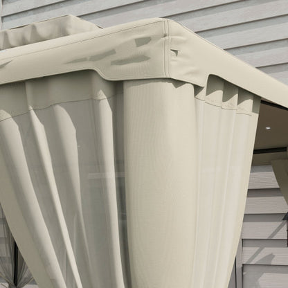 9.6' x 11.6' Patio Gazebo, Outdoor Canopy Shelter with 2-Tier Roof and Netting, Steel Frame for Garden, Lawn, Backyard, and Deck, Cream White