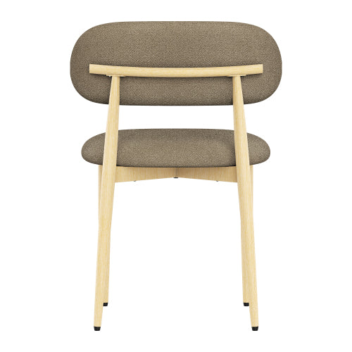 Lamb-Wool-Look Upholstered Metal Dining Chairs, Set of 2, Coffee