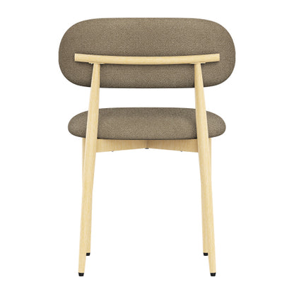 Lamb-Wool-Look Upholstered Metal Dining Chairs, Set of 2, Coffee