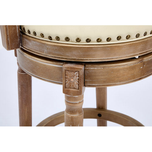 Cow top Leather Wooden Bar Stools, 360 Degree Swivel Bar Chair with Backs,Bar height Couner Height Barstools  for Home Kitchen Dining Room and Bar Room(Beige 1pc)