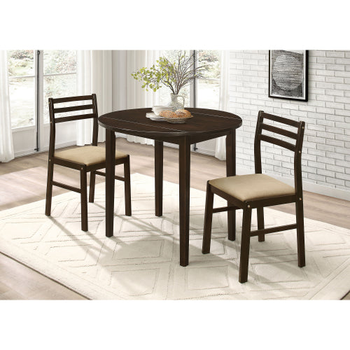 3-Piece Dining Set with Drop Leaf Table and Upholstered Chairs