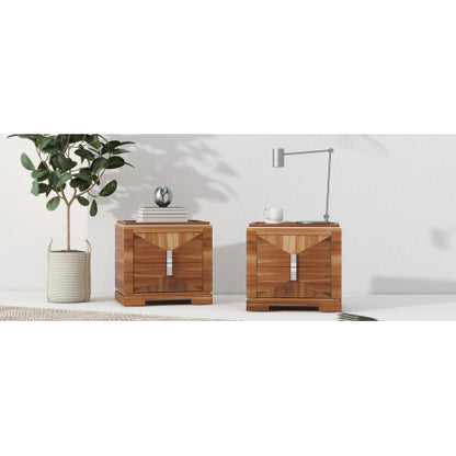 Mid-Century Modern Nightstand, 2 Drawers Wide Sofa Side Table,Wood Diamond Shaped End Table with Storage,Closet with Heavy Duty Base,Small Bedside Table for Bedroom,Living Room,Entrance, Light Brown