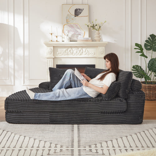 78.5 inch  Corduroy Semi-Circular Sofa-Bed Recliner,5 Pillows & Neck Pillow