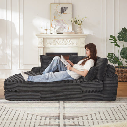 78.5 inch  Corduroy Semi-Circular Sofa-Bed Recliner,5 Pillows & Neck Pillow