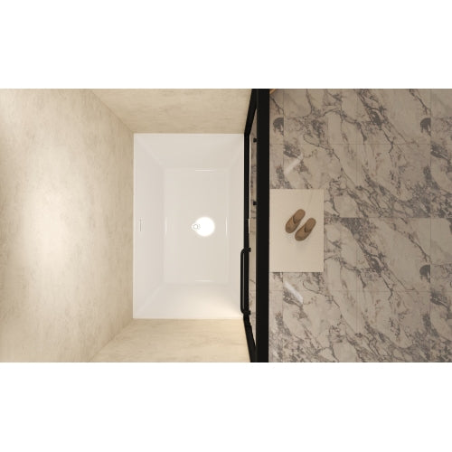 56-60" W × 60" H Tempered Glass with Explosion Proof Film, Aluminum Frame Double Sliding Shower Door, "1/4 (6 mm), Stainless Steel handle, Matte Black