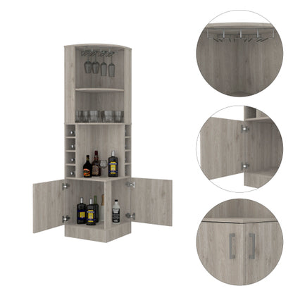 Seattle Bar Cabinet, Eight Bottle Cubbies, Two Large Open Shelves