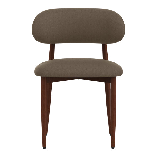 Chenille Upholstered Metal Dining Chairs, Set of 2, Coffee