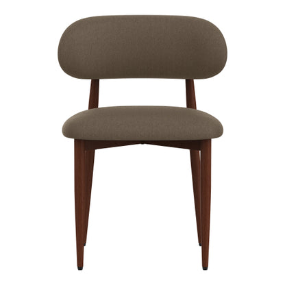 Chenille Upholstered Metal Dining Chairs, Set of 2, Coffee