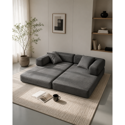 Multifunctional Convertible Corduroy 2-Seat Sofa Bed, Wide-Body Pure Sponge Compression Sofa for Small Space