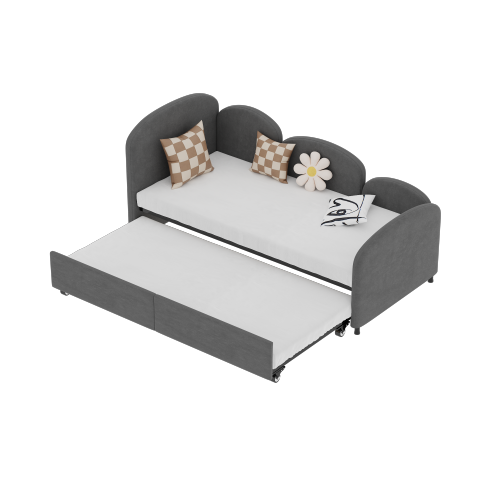Twin Size Twin Size Bed frames With An Another Bed frame, Velvet Upholstered Daybed, Modern Sofa Bed Daybed Frame for Bedroom Living Room, Suitable for Living Room, Kids Room, Bedroom (Ddry Gray)