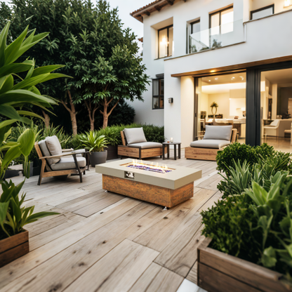 48_inch Iron Fire Pit Table with Wood Grain