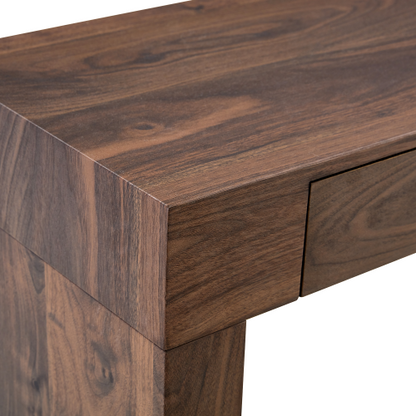 Elegant natural walnut wood grain bar table -50 inches long, a practical choice for modern home decor. Walnut wood grain texture veneer, equipped with double drawers, can be used as both a bar counter