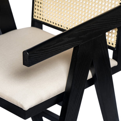 27inch Height, Cream Grey Woven Cane Plastic Backrest Bar Stool - Foam-Padded Fabric Seat & Durable Rubberwood Frame