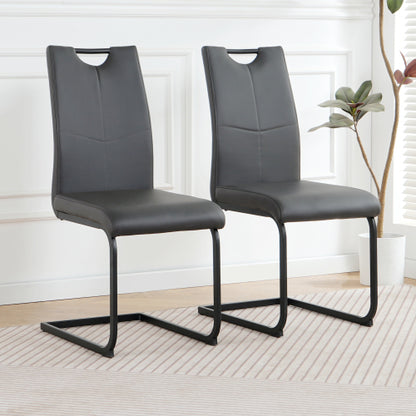 PU Upholstered Dining Chairs with Metal Legs, Set of 2, Charcoal/Gray
