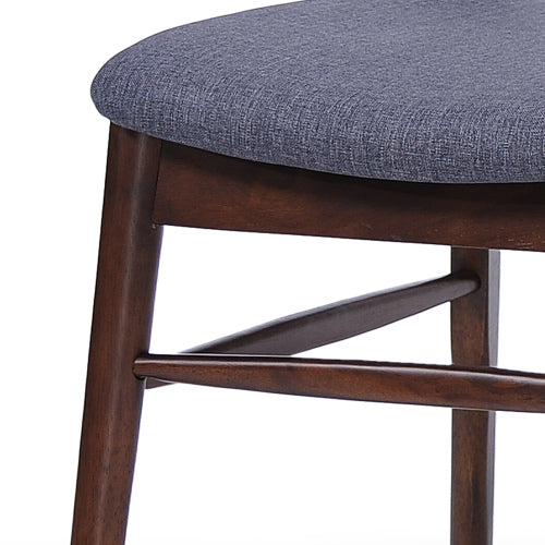 Set of 2 Mid-Century Upholstered Dining Chairs, Rubberwood Frame, Walnut and Charcoal