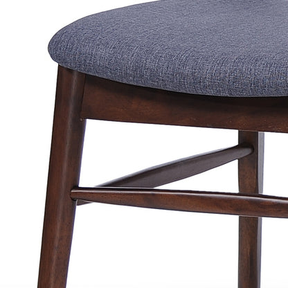 Set of 2 Mid-Century Upholstered Dining Chairs, Rubberwood Frame, Walnut and Charcoal