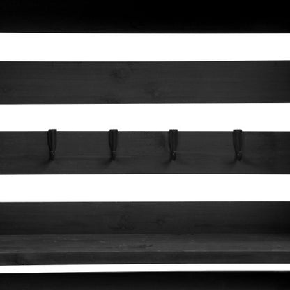 K&K 64.9"H Outdoor Potting Bench Table with Lockable Wheels, Solid Wood Outdoor Kitchen Island with Upper Hutch, Stainless Steel Top, Towel Rack ,Outdoor Storage for Grilling, Lawn Garden -Black