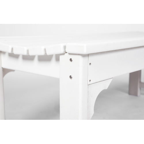 Backless HDPE Bench with Wood Texture, Poly Lumber Seat for Patio, Backyard, Balcony, All Weather Resistant with UV Protection, White