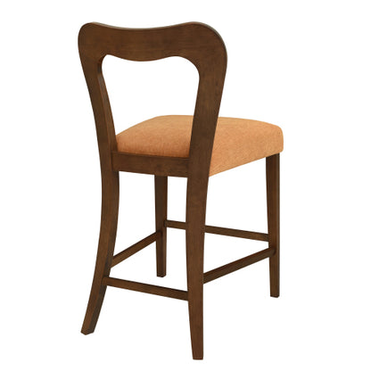 Rubberwood Counter Stools with Upholstered Seats, Set of 2, Caramel/Walnut
